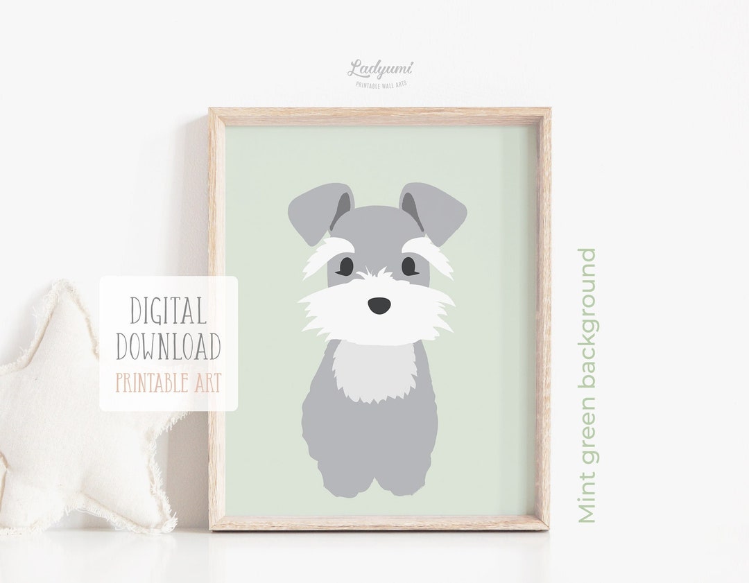 Schnauzer Nursery Wall Art, Dog Lover Gift, Baby Shower Gift, Animal ...