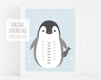 Penguin Nursery Wall Art, Nursery Art, Animal Nursery Print, Baby Shower Gift, Printable Digital Download, Kids Wall Art, Boy Nursery Decor