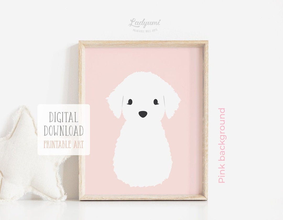 Dog Nursery Print Baby Girl Nursery Wall Art Pink Nursery Etsy