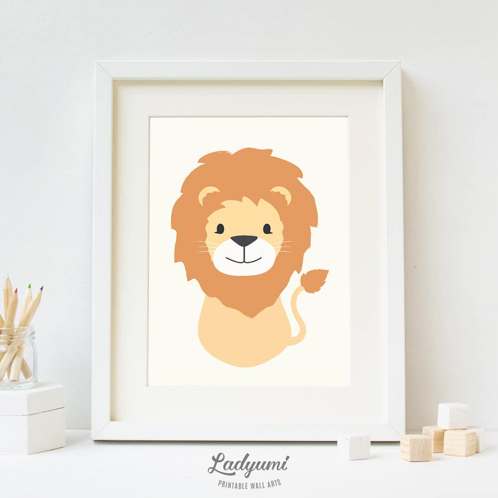 Lion Nursery Wall Art Animal Nursery Art Baby Boy Nursery Etsy
