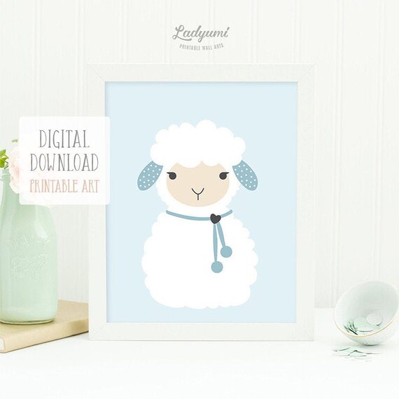 Farm Animal Print Sheep Nursery Print Printable Animal Art | Etsy