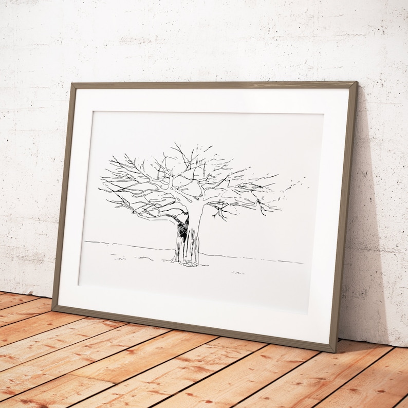 Modern Art Tree Print Black and White Art Nature Art Etsy