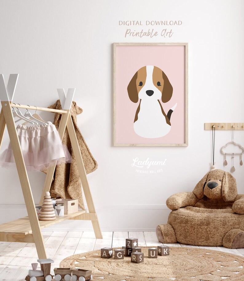 Dog Nursery Print Baby Girl Nursery Wall Art Pink Nursery Etsy