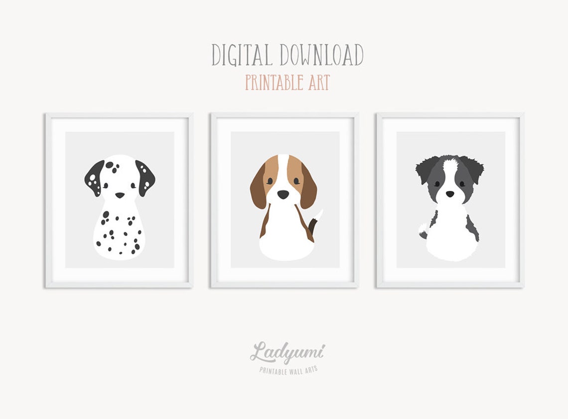 Dog Nursery Wall Arts Printable Puppies Nursery Prints Etsy