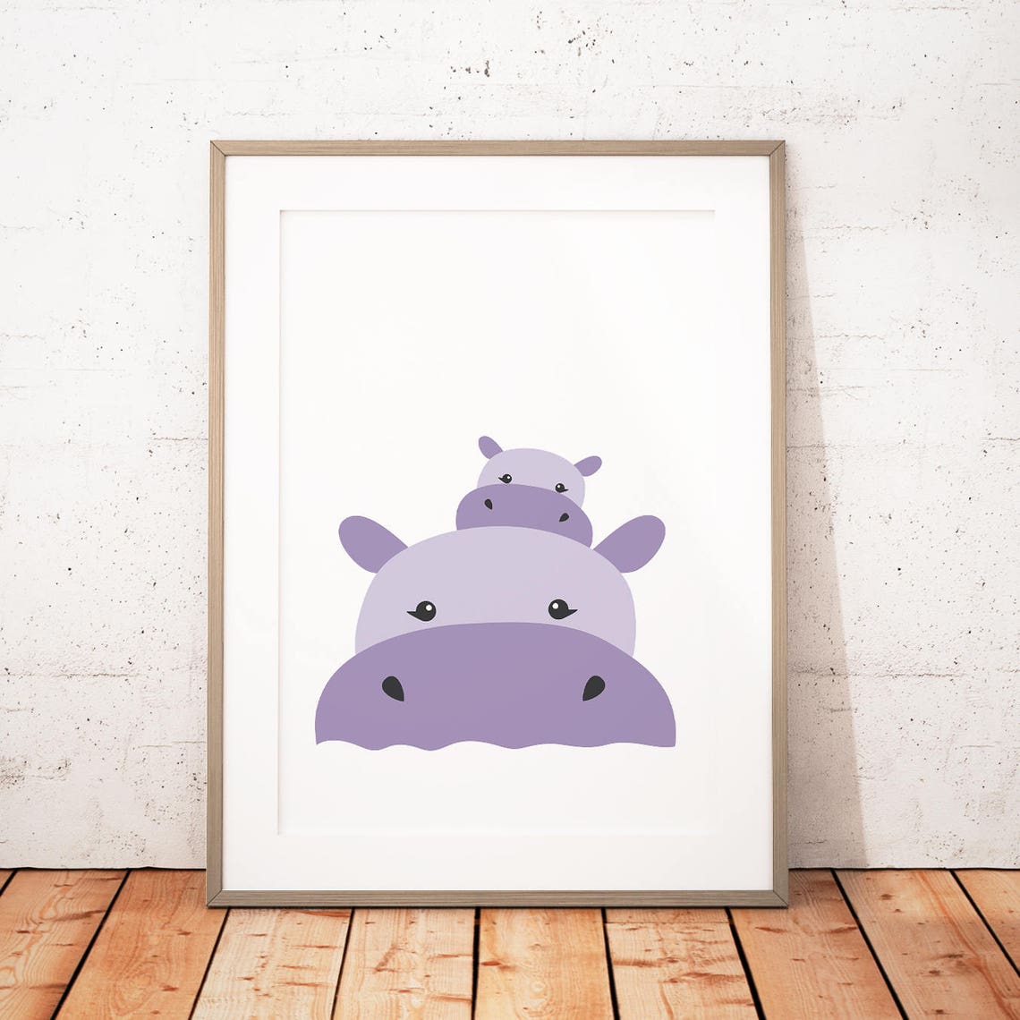 Purple Nursery Wall Art Baby Girl Nursery Decor Hippo Etsy