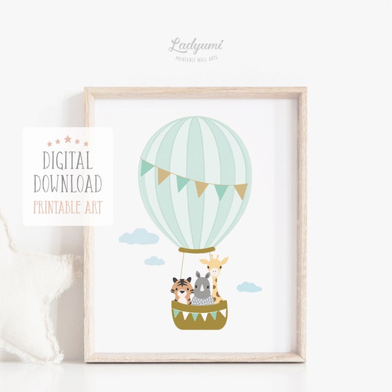 Hot Air Balloon Nursery Wall Art Animal Baby Boy - Hot Air Balloon Nursery Wall Art Hot Air Balloon Nursery Wall Art Animal Baby Boy - Hot Air Balloon Nursery Wall Art