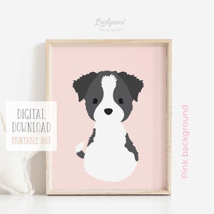 Dog Nursery Prints, Baby Girl Gift, Nursery Art, Pink Nursery Decor, Puppy Prints Set of 6, Girls Room Decor, Printable Digital Download Art image 6