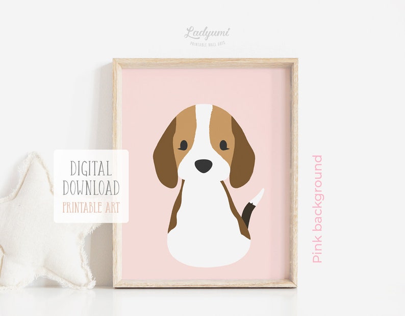 Dog Nursery Prints, Baby Girl Gift, Nursery Art, Pink Nursery Decor, Puppy Prints Set of 6, Girls Room Decor, Printable Digital Download Art image 3