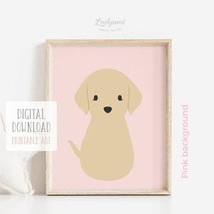 Dog Nursery Prints, Baby Girl Gift, Nursery Art, Pink Nursery Decor, Puppy Prints Set of 6, Girls Room Decor, Printable Digital Download Art image 4