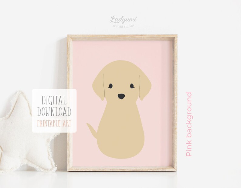 Dog Nursery Prints, Baby Girl Gift, Nursery Art, Pink Nursery Decor, Puppy Prints Set of 6, Girls Room Decor, Printable Digital Download Art image 4