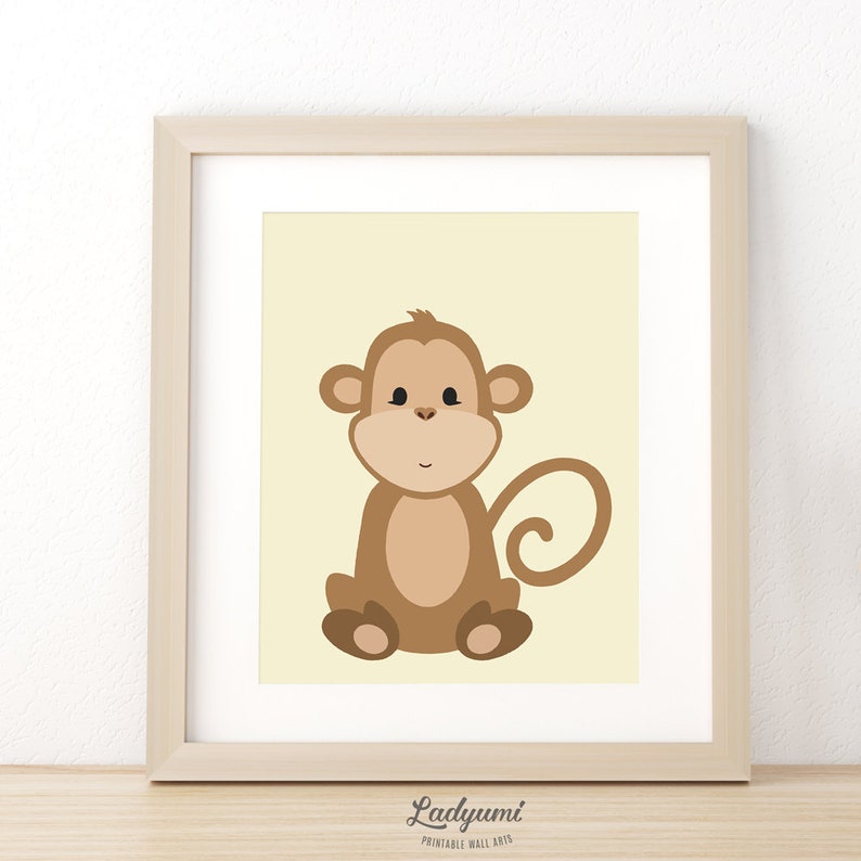 Monkey Nursery Print Safari Nursery Wall Art Nursery Print Etsy