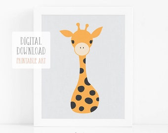 Giraffe Nursery Art, Printable Baby Gift, Minimalist Print, Safari Baby Shower Gift, Safari Nursery Decor, Modern Art for Nursery