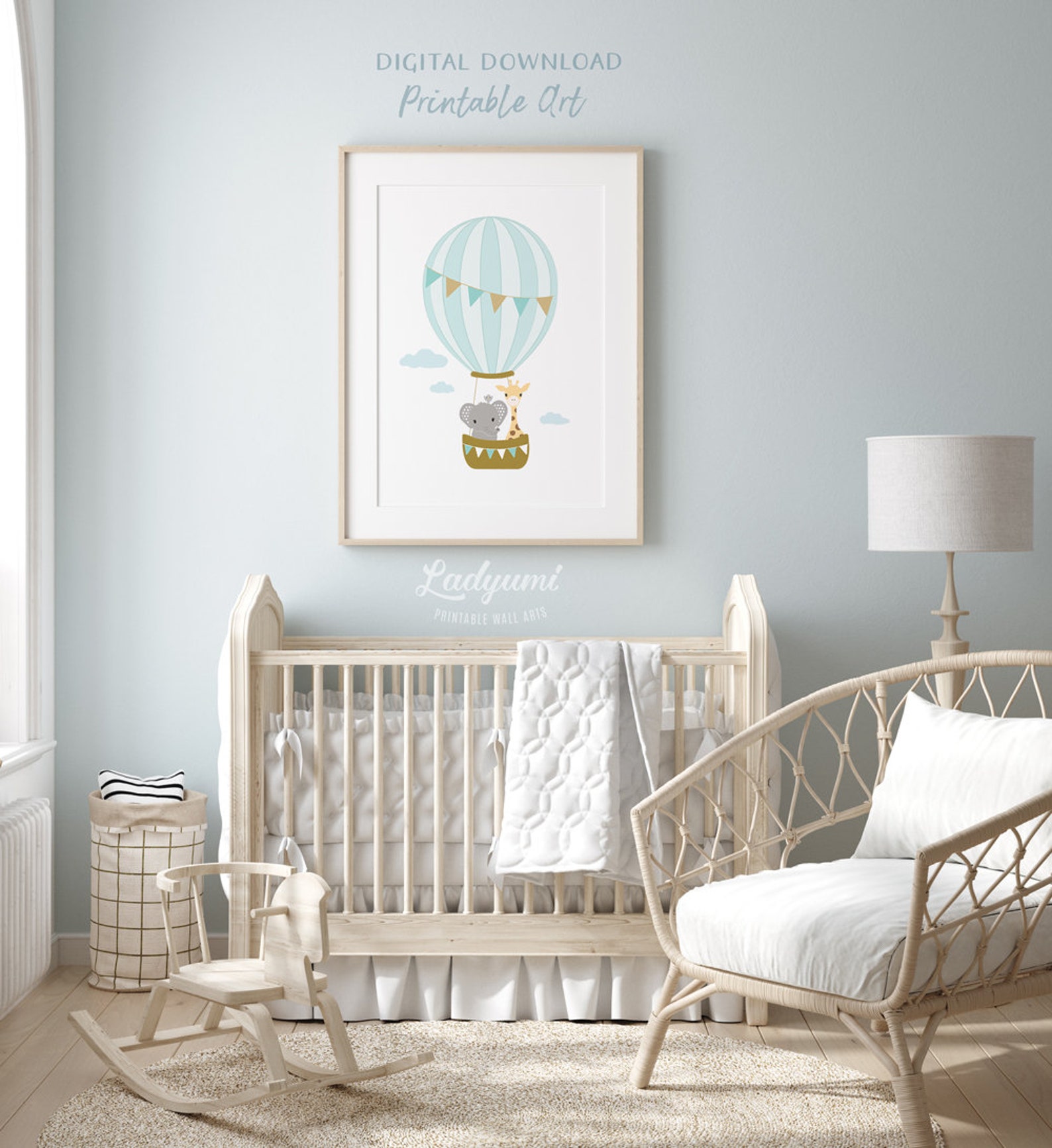 Hot Air Balloon Nursery Wall Art Printable Nursery Animal - Etsy