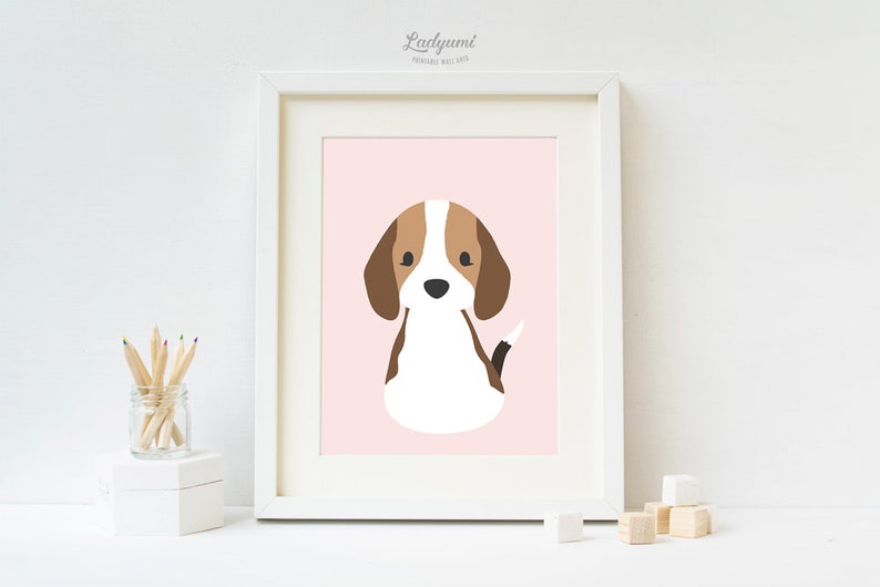 Dog Nursery Print Baby Girl Nursery Wall Art Pink Nursery Etsy