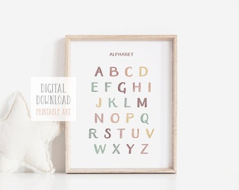 Educational Poster Printable, Alphabet Poster, Kids Room Decor, Classroom Decor, Homeschool Print, Digital Download