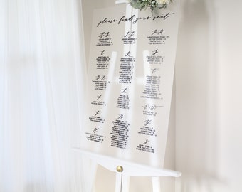 Frosted Acrylic Seating Chart | Acrylic Seating Chart | Seating Chart Wedding | Hand Lettered Seating Chart