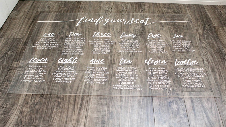 Etsy Acrylic Seating Chart