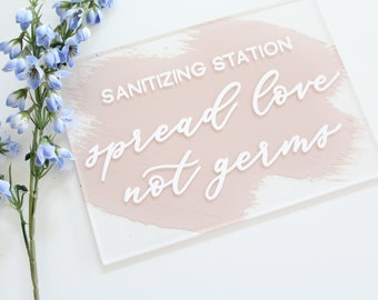 Spread Love Not Germs Sign | Covid Wedding Sign | Hand Sanitizer Sign | Acrylic Wedding Sign