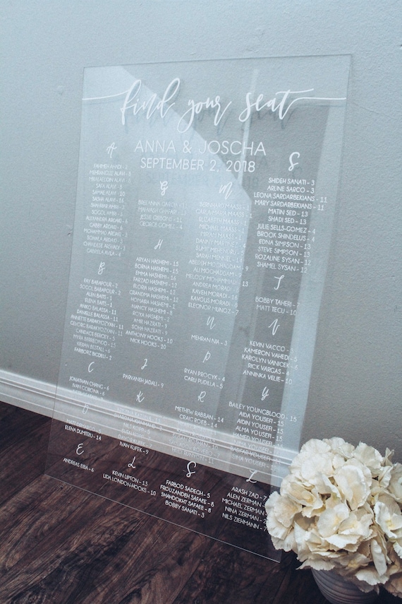 Acrylic Seating Chart For Wedding