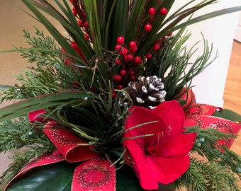 Christmas Floral Arrangement Amaryllis Centerpiece Table Dining Christmas Floral Arrangement Amaryllis Centerpiece Table Dining