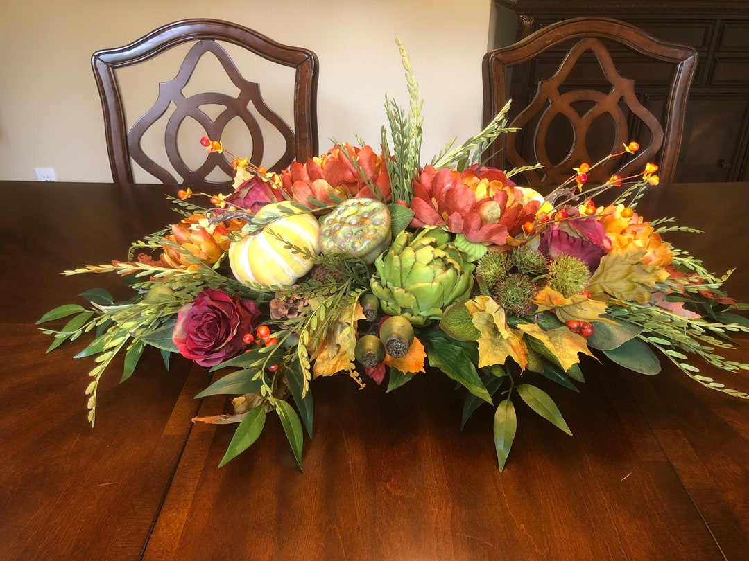 Large Fall Arrangement, Fall Dining Table Floral, Autumn Centerpiece ...