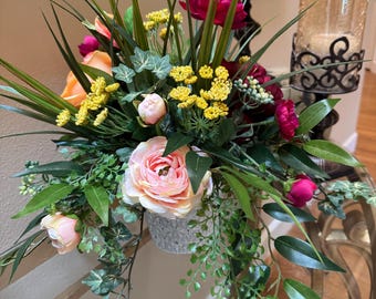Arreglo floral de peonías artificiales para mesa, centro de mesa primavera-verano.