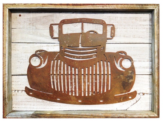 Rustic Home Decor Old Truck Reclaimed Wood Metal Sign | Etsy