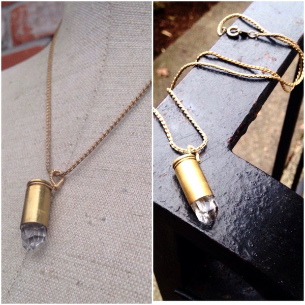 Gorgeous quartz shard gold bullet casing serpentine necklace - Higher Powers