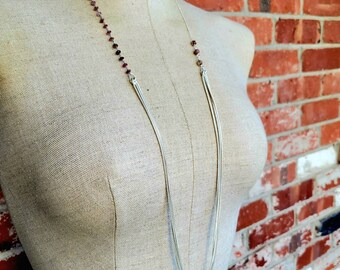Sterling silver Tourmaline - Multi snake chain pink Gemstone necklace