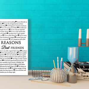 Best Friend Reasons Canvas Print, Custom Birthday Gift