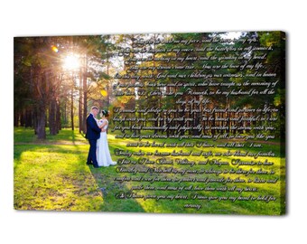 Wedding Vows print,Custom Canvas Print.Wedding Photo with your Lyrics/ Vows/ Love Story. Valentine's day Gift idea.Unique wall decor.