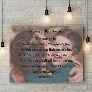 Mama und Sohn Gedicht. Mama und Sohn Lied und Bild. Sohn Gedicht auf Leinwand. Gedicht auf Leinwand. Personalisiertes Bild.