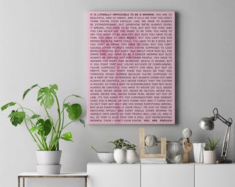 Niemożliwe być kobietą plakat, Gloria Monolog płótno, plakat feminizmu,