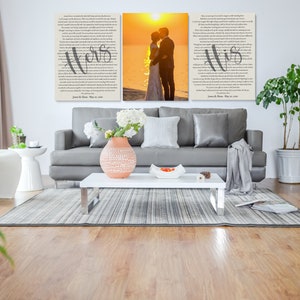 Set of 3 Mr. and Mrs. Vows Prints. Wedding vows on canvas. Personalized vows as a Christmas Gift. Set of 3 Personalized Canvas Prints.