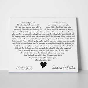 Herzförmige Texte, Custom Songtexte, First Dance Song, Gift for Jubilar, Songtexte Leinwand KunstHochzeitslieder.