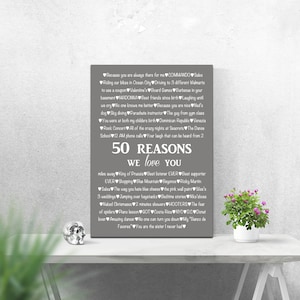 50 Reasons why we love you, Birthday Present for dad, 30th, 40th, 50th, 60th, 70th, 80th, 90th, Custom Birthday Gift.