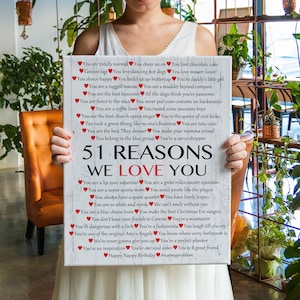 51st Birthday gift, 51 Reasons We LOVE You. 51st Birthday gift for loved ones. Birthday Gift. Christmas Gift For Mom