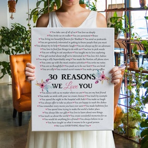 30 Gründe We Love You, Geburtstagsgeschenk für Schwester, beste Freundin. 30, 40, 50, 60, 70 Gründe. Individuelles Geburtstagsgeschenk.