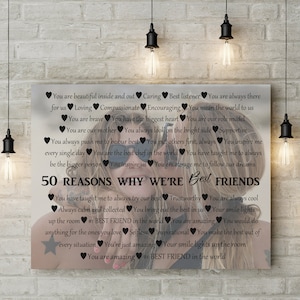 50 Reasons you are my best friend, Birthday Present for sister, best friend. 30, 40, 50, 60, 70 reasons. Custom Birthday Gift.