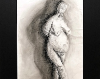 Venus Figuur – houtskool tekening, schets, originele kunst