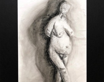 Venus Figure – charcoal drawing, sketch, original art