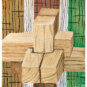 Gift Box Study 7 – original acrylic painting, painting of shapes, colourful art, wall art
