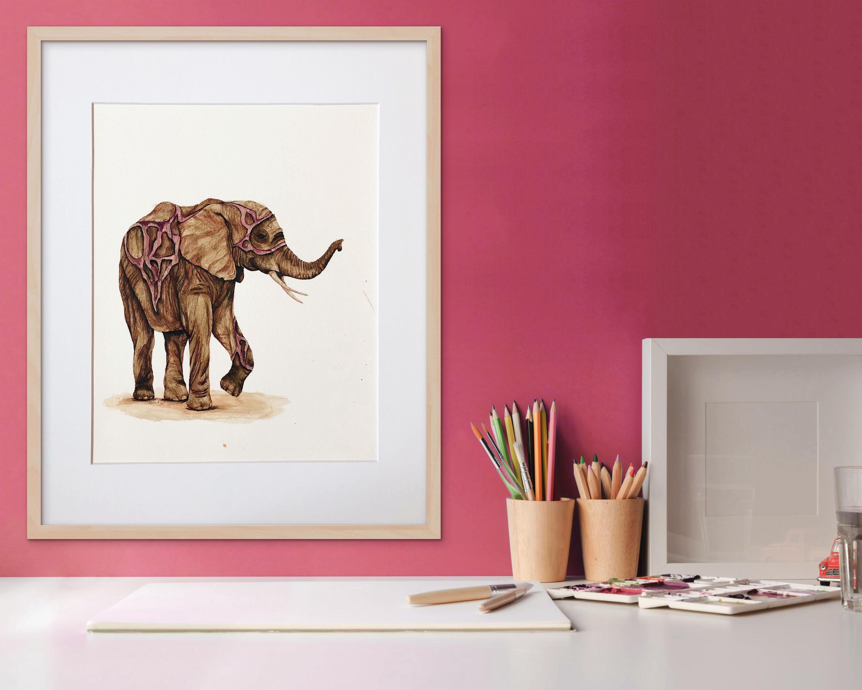 黄金の象（15 点中 9 点） – アクリル インク画、動物画、美術 - Etsy 日本