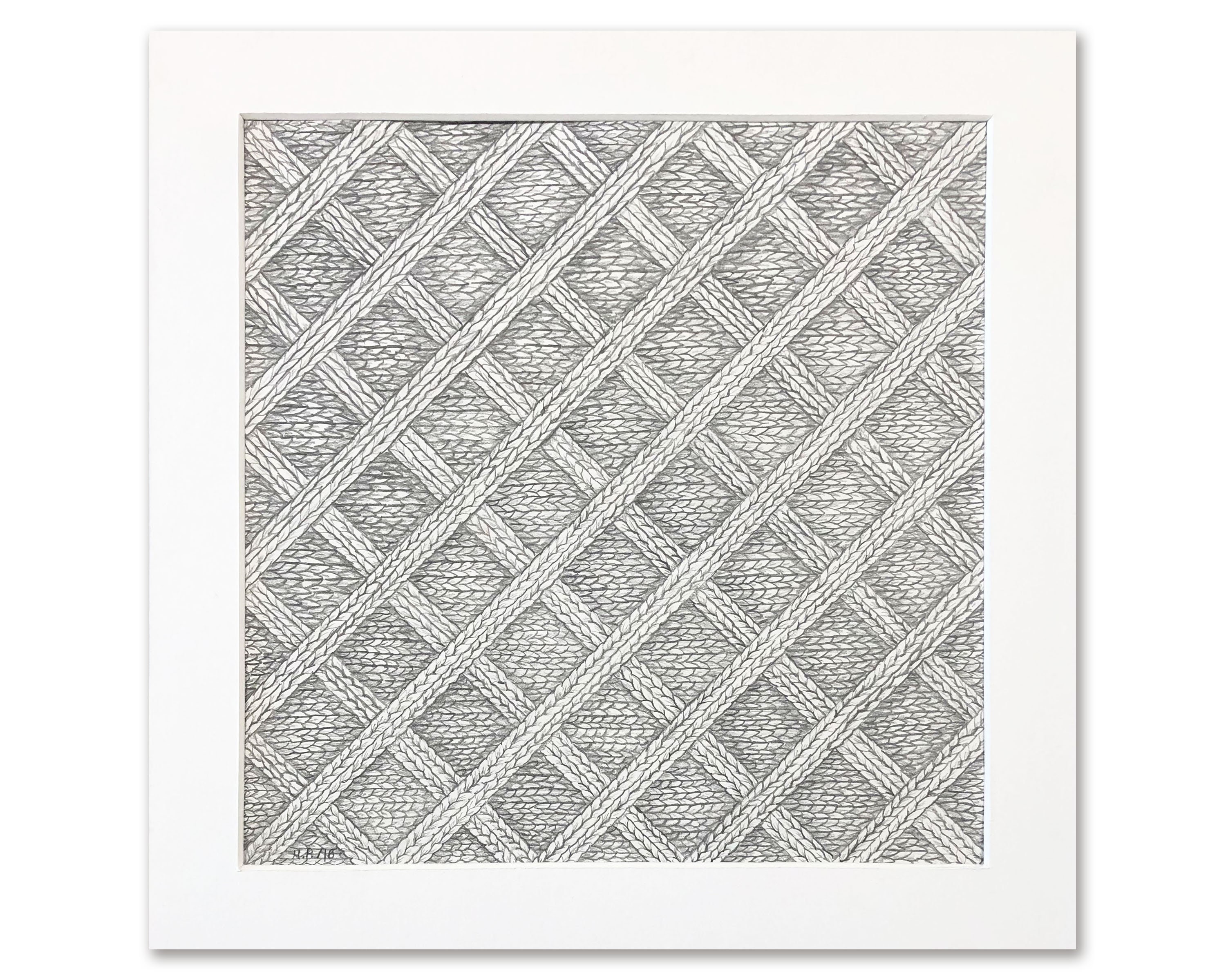 Woven – pattern sketch, pencil drawing, matted artwork