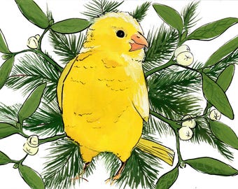 Canary Winter Christmas Greeting Card