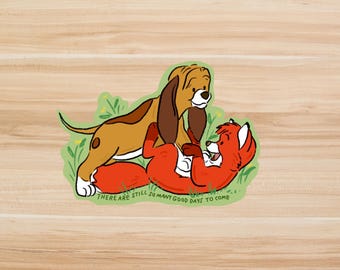 Fox and Puppy Friends Sticker