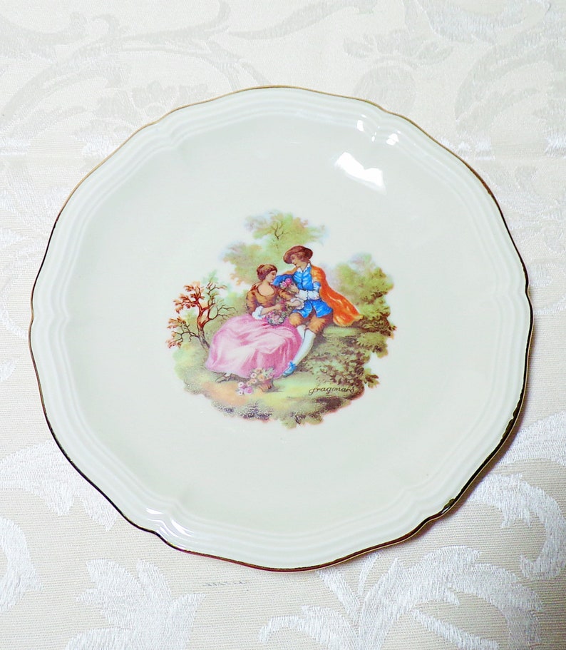 Rosenthal Bahnhof Selt Josef Kuba Chippendale Set of 4 Fragonard Porcelain Dessert or Salad Plates Courting Couples