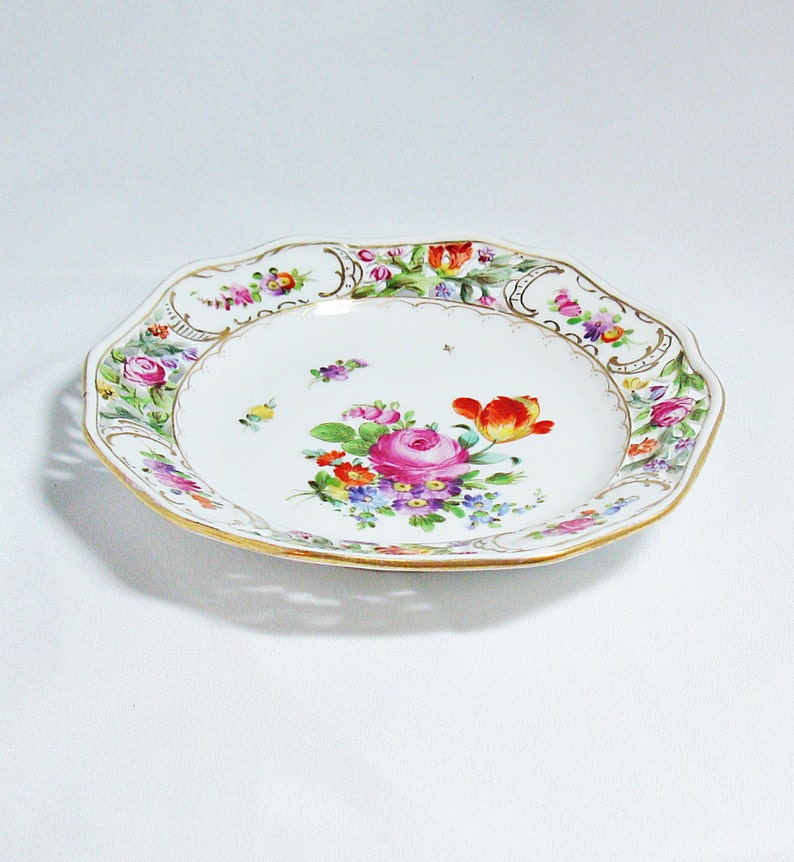Dresden China Dessert Plate With Reticulated Rim and Floral Etsy