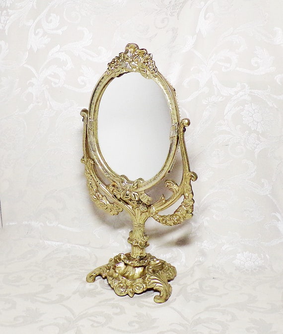 Vintage Brass Vanity Mirror Tilting Standing Fl Design