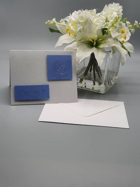 Blue Butterfly Happy Birthday Card Etsy